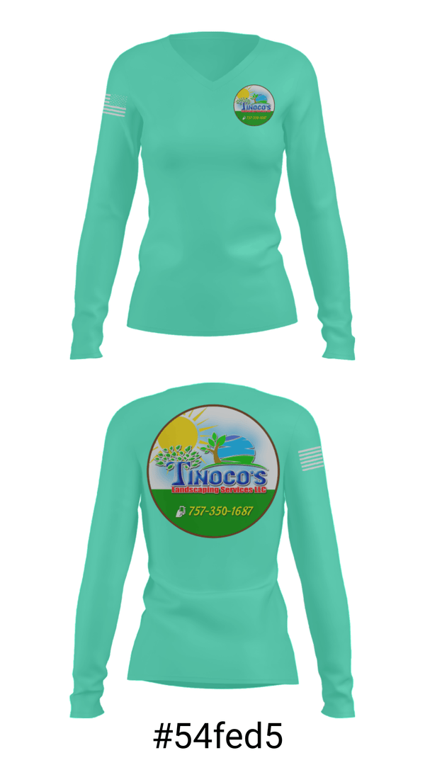 Women's Long Sleeve Vneck Shirt, Tinoco’s Services, , Teamtime, Team time, sublimation, custom sports apparel, team uniforms, spirit wear, spiritwear, sports uniforms, custom shirts, team store, custom team store, fundraiser sports, apparel fundraiser
