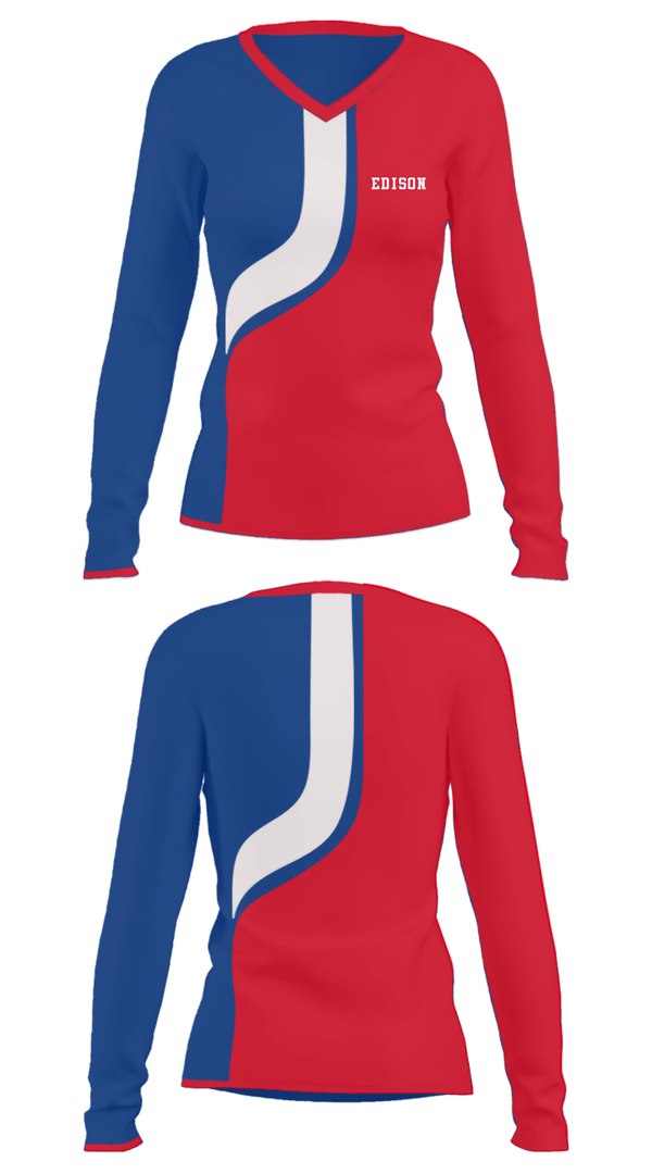Women's Long Sleeve Vneck Shirt, EDISON, Wrestling, Teamtime, Team time, sublimation, custom sports apparel, team uniforms, spirit wear, spiritwear, sports uniforms, custom shirts, team store, custom team store, fundraiser sports, apparel fundraiser