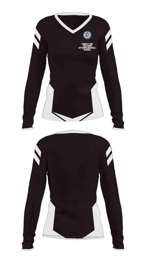 Women's Long Sleeve Vneck Shirt, Christ The Teacher Interparochial School, Spirit Store, Teamtime, Team time, sublimation, custom sports apparel, team uniforms, spirit wear, spiritwear, sports uniforms, custom shirts, team store, custom team store, fundraiser sports, apparel fundraiser