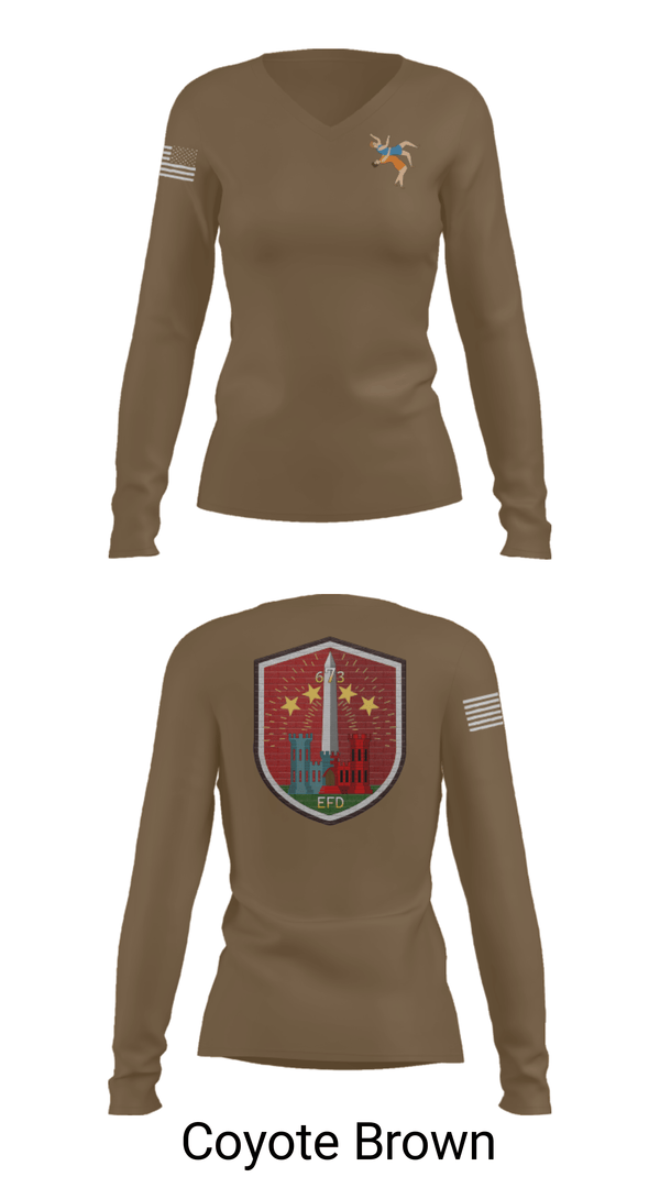 Women's Long Sleeve Vneck Shirt, 673 EFD Vs. 134 FEST, Army, Teamtime, Team time, sublimation, custom sports apparel, team uniforms, spirit wear, spiritwear, sports uniforms, custom shirts, team store, custom team store, fundraiser sports, apparel fundraiser