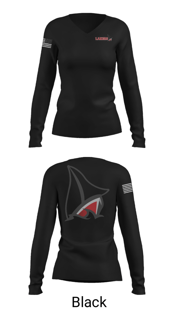 Women's Long Sleeve Vneck Shirt, Detroit Lakes High School Swimming, Swimming, Teamtime, Team time, sublimation, custom sports apparel, team uniforms, spirit wear, spiritwear, sports uniforms, custom shirts, team store, custom team store, fundraiser sports, apparel fundraiser