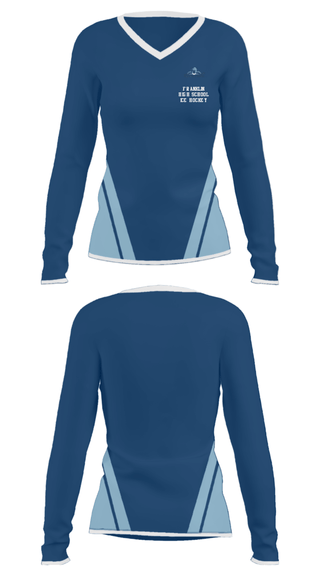 Women's Long Sleeve Vneck Shirt, Franklin High School Ice hockey, Ice Hockey, Teamtime, Team time, sublimation, custom sports apparel, team uniforms, spirit wear, spiritwear, sports uniforms, custom shirts, team store, custom team store, fundraiser sports, apparel fundraiser