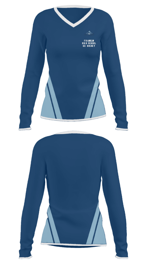 Women's Long Sleeve Vneck Shirt, Franklin High School Ice hockey, Ice Hockey, Teamtime, Team time, sublimation, custom sports apparel, team uniforms, spirit wear, spiritwear, sports uniforms, custom shirts, team store, custom team store, fundraiser sports, apparel fundraiser