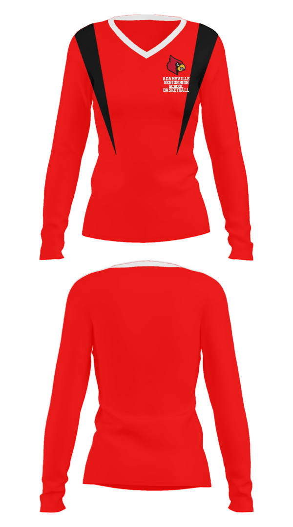 Women's Long Sleeve Vneck Shirt, Adamsville Senior High School Basketball, Men's Basketball, Teamtime, Team time, sublimation, custom sports apparel, team uniforms, spirit wear, spiritwear, sports uniforms, custom shirts, team store, custom team store, fundraiser sports, apparel fundraiser