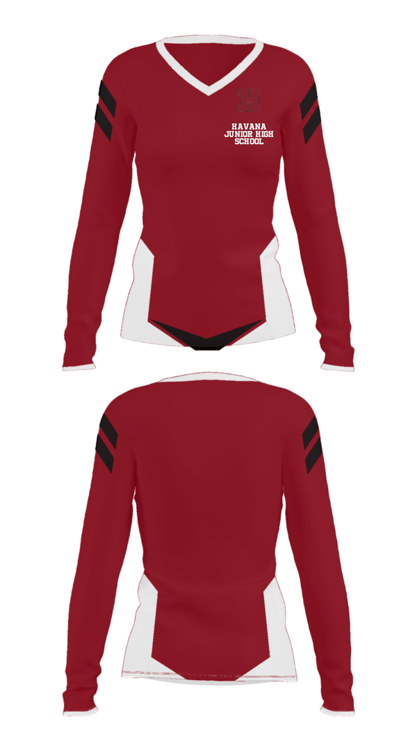 Women's Long Sleeve Vneck Shirt, Havana Junior High School, Spirit Store, Teamtime, Team time, sublimation, custom sports apparel, team uniforms, spirit wear, spiritwear, sports uniforms, custom shirts, team store, custom team store, fundraiser sports, apparel fundraiser