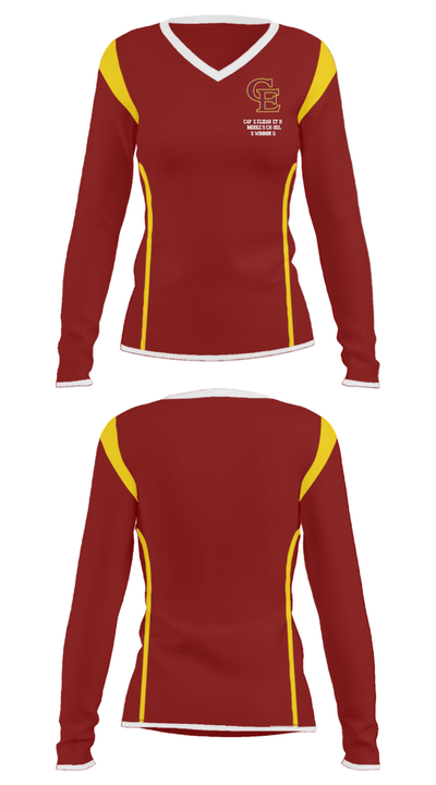 Cape Elizabeth Middle School Swimming 60708384 Women's Long Sleeve V-neck Shirt - 32