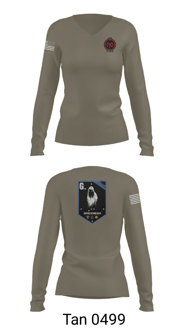 Women's Long Sleeve Vneck Shirt, , Army, Teamtime, Team time, sublimation, custom sports apparel, team uniforms, spirit wear, spiritwear, sports uniforms, custom shirts, team store, custom team store, fundraiser sports, apparel fundraiser