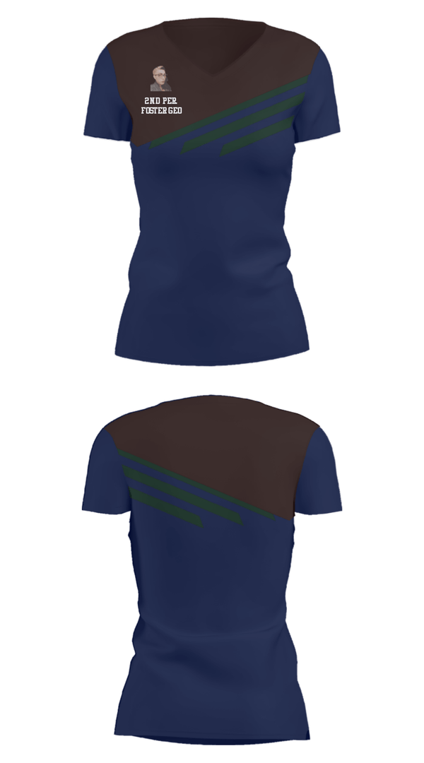 Women's Short Sleeve Vneck Shirt, 2nd Per. Foster GEO2nd Per. Foster GEO, , Teamtime, Team time, sublimation, custom sports apparel, team uniforms, spirit wear, spiritwear, sports uniforms, custom shirts, team store, custom team store, fundraiser sports, apparel fundraiser