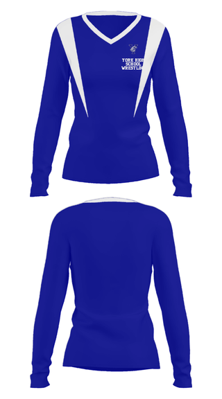 Women's Long Sleeve Vneck Shirt, York High School Wrestling, Wrestling, Teamtime, Team time, sublimation, custom sports apparel, team uniforms, spirit wear, spiritwear, sports uniforms, custom shirts, team store, custom team store, fundraiser sports, apparel fundraiser