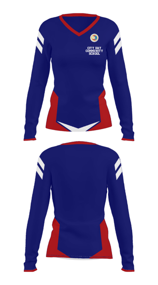 Women's Long Sleeve Vneck Shirt, City Day Community School, Spirit Store, Teamtime, Team time, sublimation, custom sports apparel, team uniforms, spirit wear, spiritwear, sports uniforms, custom shirts, team store, custom team store, fundraiser sports, apparel fundraiser