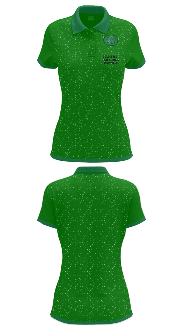 Women's Short Sleeve Performance Polo, Gold-Burg High School Basketball, Women's Basketball, Teamtime, Team time, sublimation, custom sports apparel, team uniforms, spirit wear, spiritwear, sports uniforms, custom shirts, team store, custom team store, fundraiser sports, apparel fundraiser