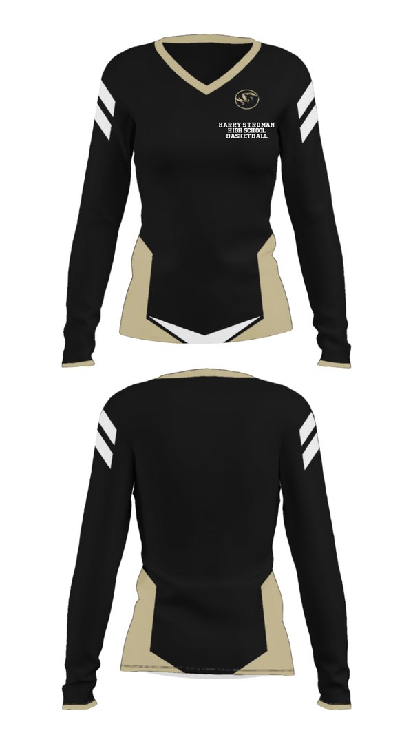 Women's Long Sleeve Vneck Shirt, Harry S Truman High School Basketball, Women's Basketball, Teamtime, Team time, sublimation, custom sports apparel, team uniforms, spirit wear, spiritwear, sports uniforms, custom shirts, team store, custom team store, fundraiser sports, apparel fundraiser
