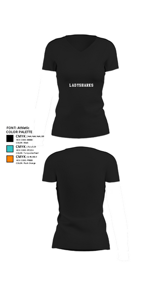 Women's Short Sleeve Vneck Shirt, LadySharks, Women's Volleyball, Teamtime, Team time, sublimation, custom sports apparel, team uniforms, spirit wear, spiritwear, sports uniforms, custom shirts, team store, custom team store, fundraiser sports, apparel fundraiser