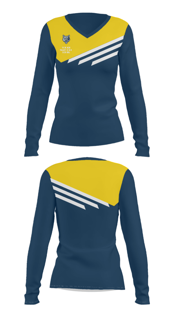 Women's Long Sleeve Vneck Shirt, Ygnacio Valley High School, Spirit Store, Teamtime, Team time, sublimation, custom sports apparel, team uniforms, spirit wear, spiritwear, sports uniforms, custom shirts, team store, custom team store, fundraiser sports, apparel fundraiser