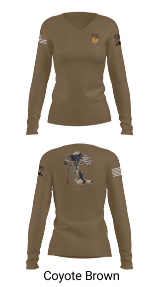 Women's Long Sleeve Vneck Shirt, 18th FA BDE Airborne, Army, Teamtime, Team time, sublimation, custom sports apparel, team uniforms, spirit wear, spiritwear, sports uniforms, custom shirts, team store, custom team store, fundraiser sports, apparel fundraiser