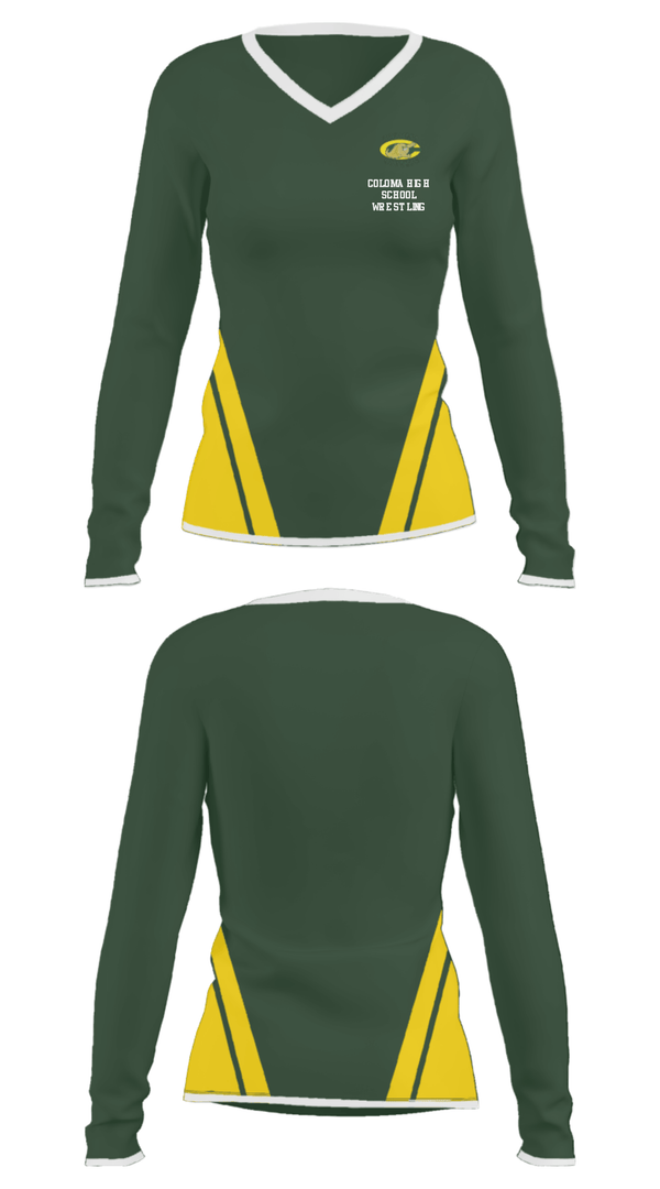 Women's Long Sleeve Vneck Shirt, Coloma High School Wrestling, Wrestling, Teamtime, Team time, sublimation, custom sports apparel, team uniforms, spirit wear, spiritwear, sports uniforms, custom shirts, team store, custom team store, fundraiser sports, apparel fundraiser