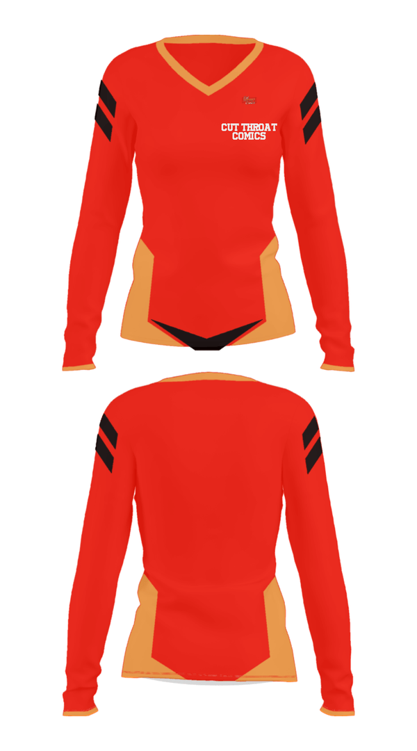 Women's Long Sleeve Vneck Shirt, Cut Throat Comics, , Teamtime, Team time, sublimation, custom sports apparel, team uniforms, spirit wear, spiritwear, sports uniforms, custom shirts, team store, custom team store, fundraiser sports, apparel fundraiser