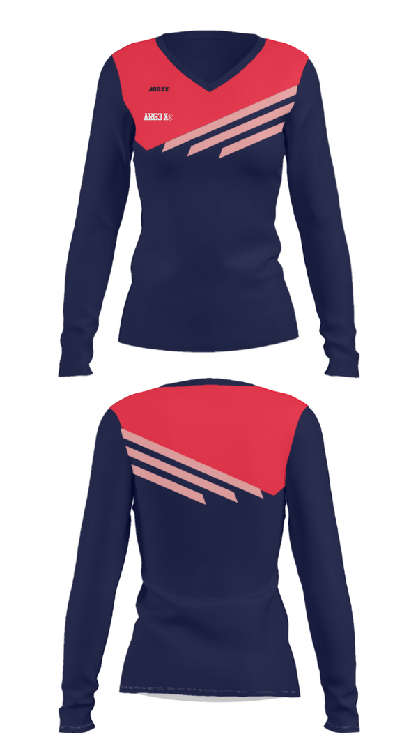 Women's Long Sleeve Vneck Shirt, ARG3X®️, , Teamtime, Team time, sublimation, custom sports apparel, team uniforms, spirit wear, spiritwear, sports uniforms, custom shirts, team store, custom team store, fundraiser sports, apparel fundraiser