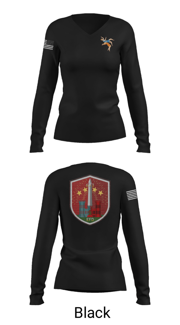 Women's Long Sleeve Vneck Shirt, 673 EFD Vs. 134 FEST, Army, Teamtime, Team time, sublimation, custom sports apparel, team uniforms, spirit wear, spiritwear, sports uniforms, custom shirts, team store, custom team store, fundraiser sports, apparel fundraiser
