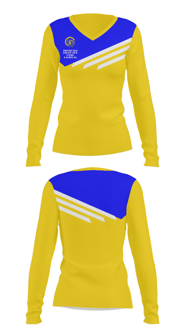 Women's Long Sleeve Vneck Shirt, Warrensville Heights High School Basketball, Women's Basketball, Teamtime, Team time, sublimation, custom sports apparel, team uniforms, spirit wear, spiritwear, sports uniforms, custom shirts, team store, custom team store, fundraiser sports, apparel fundraiser