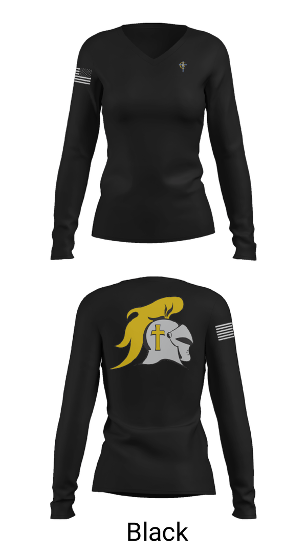 Women's Long Sleeve Vneck Shirt, Christian Academy of Indiana, Spirit Store, Teamtime, Team time, sublimation, custom sports apparel, team uniforms, spirit wear, spiritwear, sports uniforms, custom shirts, team store, custom team store, fundraiser sports, apparel fundraiser
