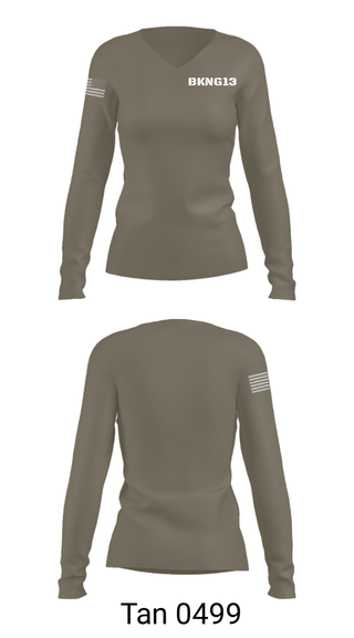 Women's Long Sleeve Vneck Shirt, BKNG13, Army, Teamtime, Team time, sublimation, custom sports apparel, team uniforms, spirit wear, spiritwear, sports uniforms, custom shirts, team store, custom team store, fundraiser sports, apparel fundraiser