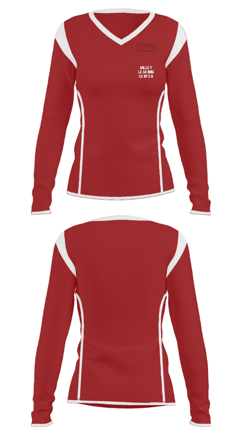Women's Long Sleeve Vneck Shirt, Millet Learning Center, Spirit Store, Teamtime, Team time, sublimation, custom sports apparel, team uniforms, spirit wear, spiritwear, sports uniforms, custom shirts, team store, custom team store, fundraiser sports, apparel fundraiser