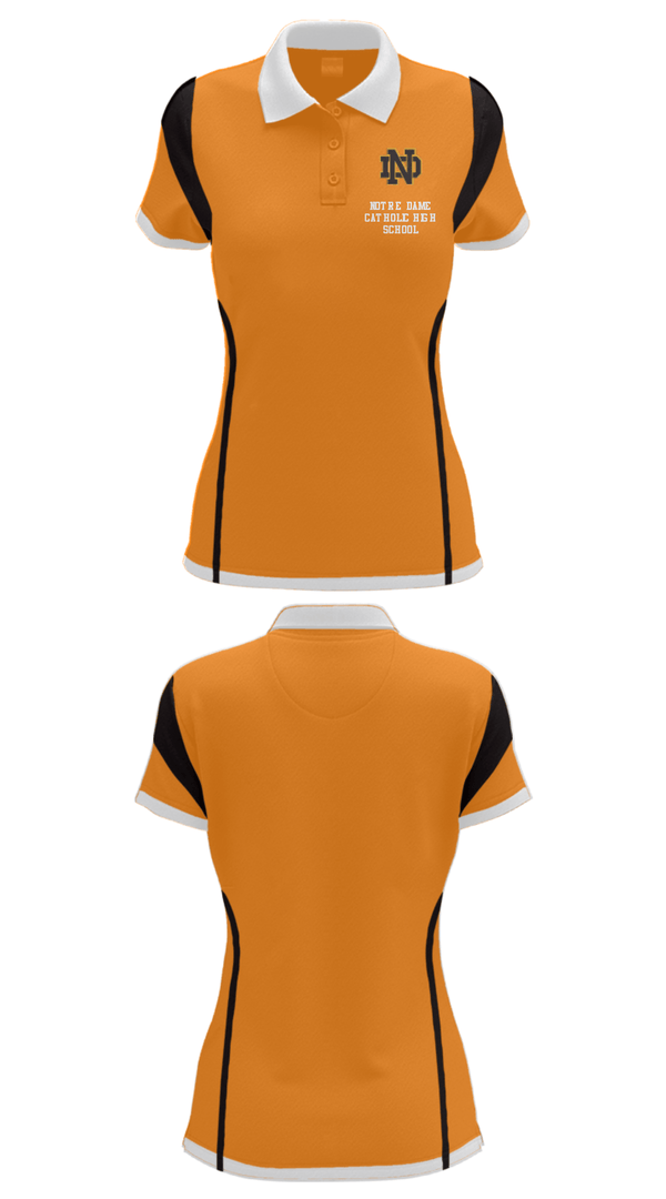 Women's Short Sleeve Performance Polo, Notre Dame Catholic High School, Spirit Store, Teamtime, Team time, sublimation, custom sports apparel, team uniforms, spirit wear, spiritwear, sports uniforms, custom shirts, team store, custom team store, fundraiser sports, apparel fundraiser