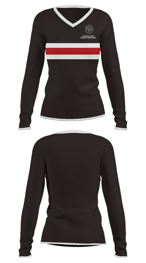 Women's Long Sleeve Vneck Shirt, Richard Allen Schools Fundraiser, Spirit Store, Teamtime, Team time, sublimation, custom sports apparel, team uniforms, spirit wear, spiritwear, sports uniforms, custom shirts, team store, custom team store, fundraiser sports, apparel fundraiser