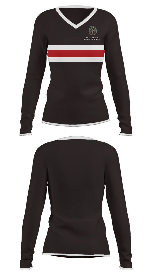 Women's Long Sleeve Vneck Shirt, Richard Allen Schools Fundraiser, Spirit Store, Teamtime, Team time, sublimation, custom sports apparel, team uniforms, spirit wear, spiritwear, sports uniforms, custom shirts, team store, custom team store, fundraiser sports, apparel fundraiser