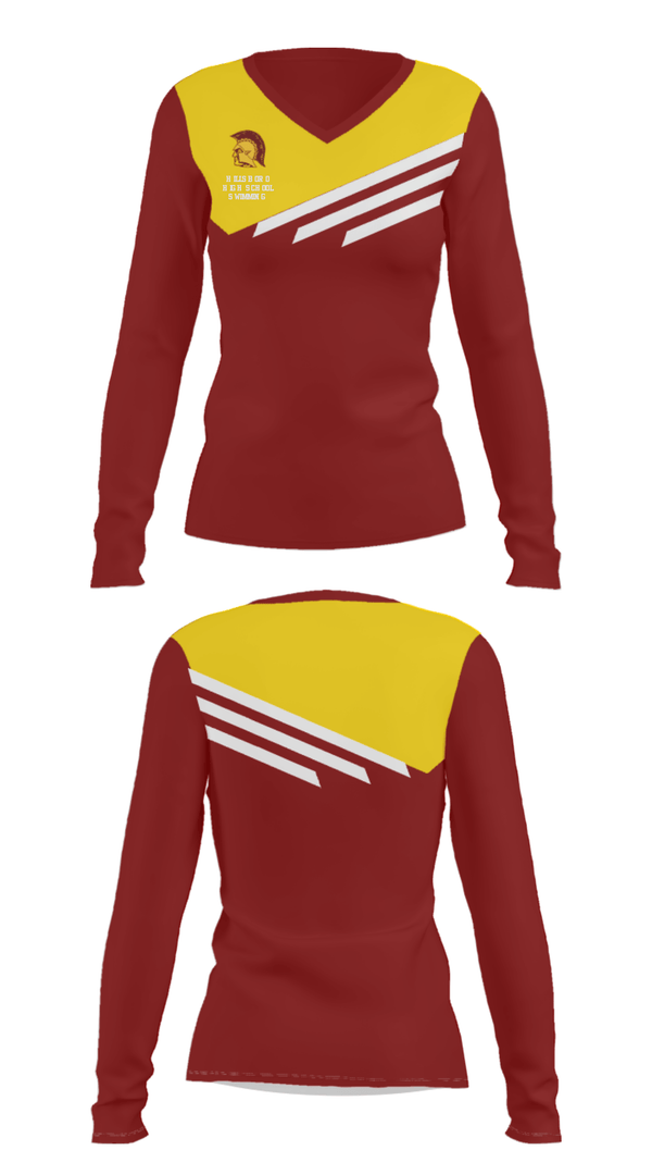 Women's Long Sleeve Vneck Shirt, Hillsboro High School Swimming, Swimming, Teamtime, Team time, sublimation, custom sports apparel, team uniforms, spirit wear, spiritwear, sports uniforms, custom shirts, team store, custom team store, fundraiser sports, apparel fundraiser