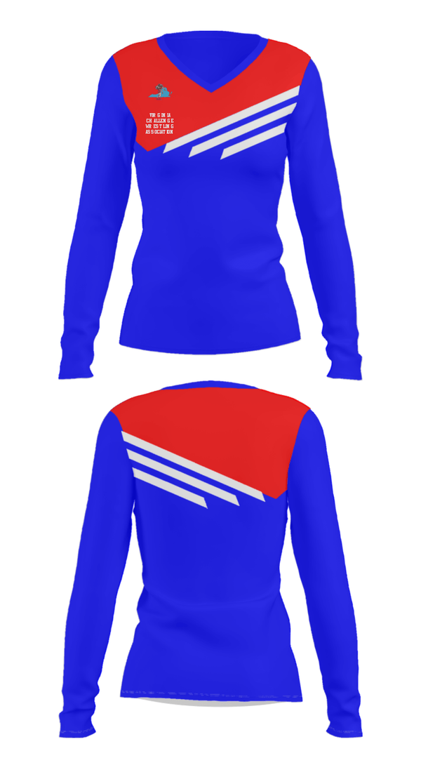 Women's Long Sleeve Vneck Shirt, Virginia Challenge Wrestling Association, Wrestling, Teamtime, Team time, sublimation, custom sports apparel, team uniforms, spirit wear, spiritwear, sports uniforms, custom shirts, team store, custom team store, fundraiser sports, apparel fundraiser