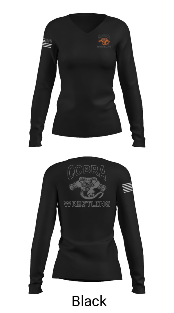 Women's Long Sleeve Vneck Shirt, Cobra Wrestling Club, Wrestling, Teamtime, Team time, sublimation, custom sports apparel, team uniforms, spirit wear, spiritwear, sports uniforms, custom shirts, team store, custom team store, fundraiser sports, apparel fundraiser