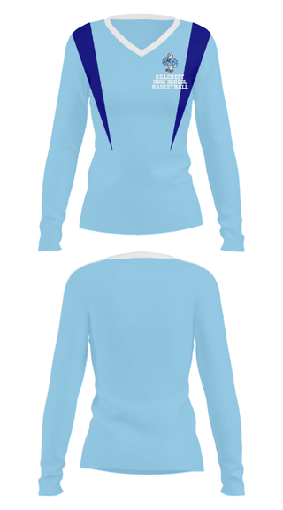 Women's Long Sleeve Vneck Shirt, Hillcrest High School Basketball, Men's Basketball, Teamtime, Team time, sublimation, custom sports apparel, team uniforms, spirit wear, spiritwear, sports uniforms, custom shirts, team store, custom team store, fundraiser sports, apparel fundraiser