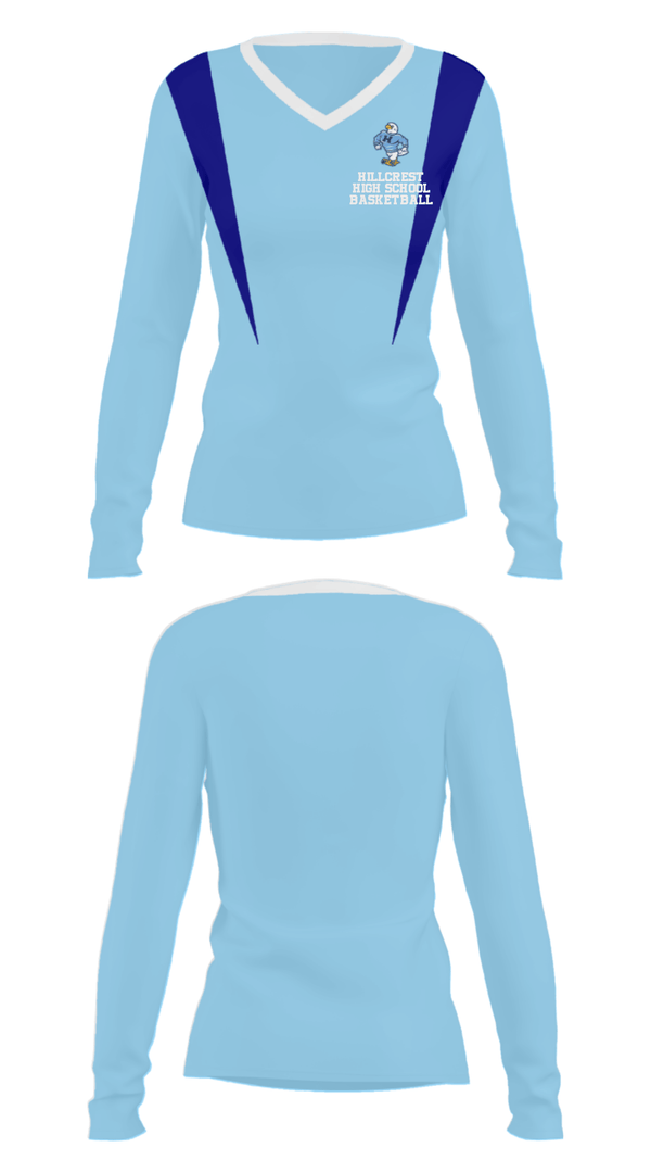 Women's Long Sleeve Vneck Shirt, Hillcrest High School Basketball, Men's Basketball, Teamtime, Team time, sublimation, custom sports apparel, team uniforms, spirit wear, spiritwear, sports uniforms, custom shirts, team store, custom team store, fundraiser sports, apparel fundraiser