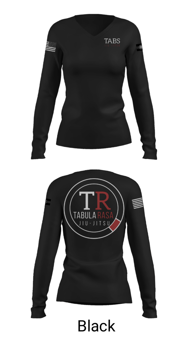 Women's Long Sleeve Vneck Shirt, Tabula Rasa Brazilian Jiu-Jitsu, Wrestling, Teamtime, Team time, sublimation, custom sports apparel, team uniforms, spirit wear, spiritwear, sports uniforms, custom shirts, team store, custom team store, fundraiser sports, apparel fundraiser