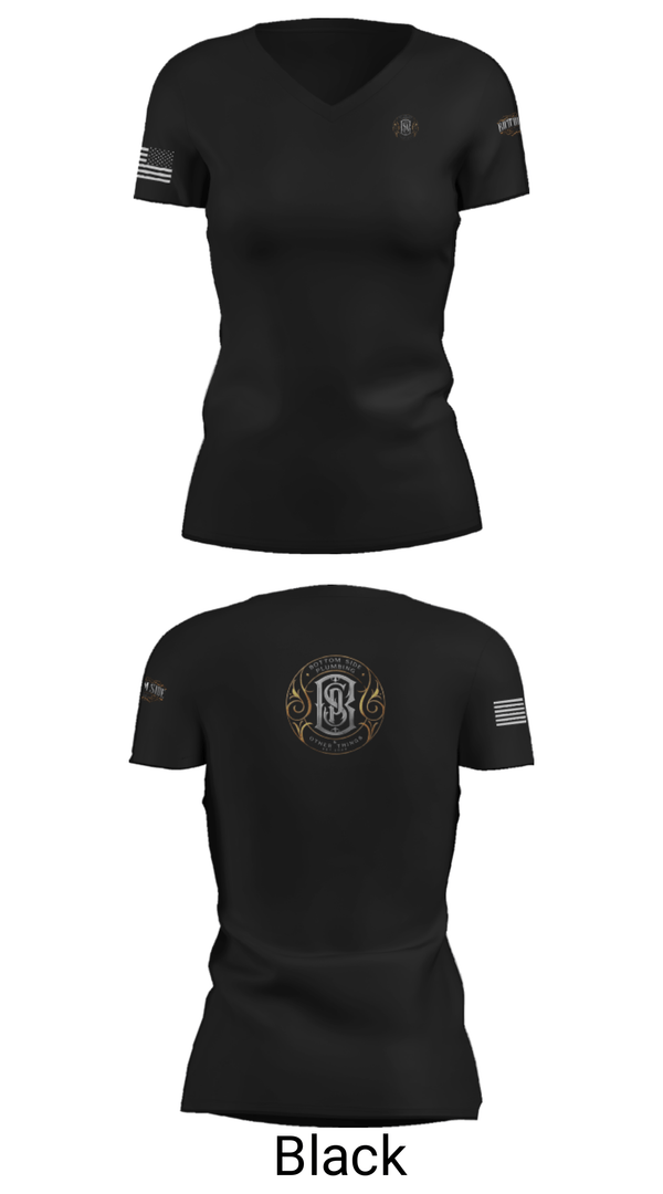 Women's Short Sleeve Vneck Shirt, Bottom Side Plumbing and other things, , Teamtime, Team time, sublimation, custom sports apparel, team uniforms, spirit wear, spiritwear, sports uniforms, custom shirts, team store, custom team store, fundraiser sports, apparel fundraiser