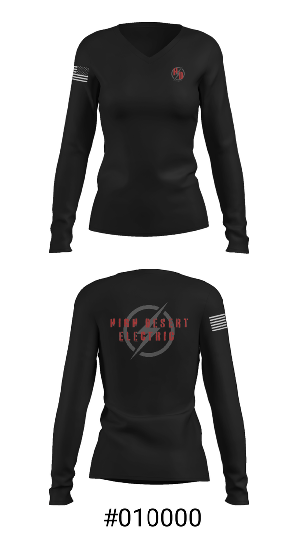 Women's Long Sleeve Vneck Shirt, High Desert Electric, , Teamtime, Team time, sublimation, custom sports apparel, team uniforms, spirit wear, spiritwear, sports uniforms, custom shirts, team store, custom team store, fundraiser sports, apparel fundraiser