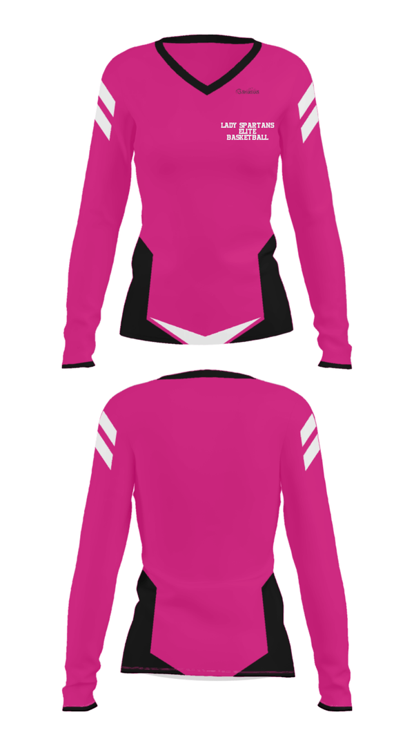 Women's Long Sleeve Vneck Shirt, Lady Spartans Elite Basketball, Men's Basketball, Teamtime, Team time, sublimation, custom sports apparel, team uniforms, spirit wear, spiritwear, sports uniforms, custom shirts, team store, custom team store, fundraiser sports, apparel fundraiser