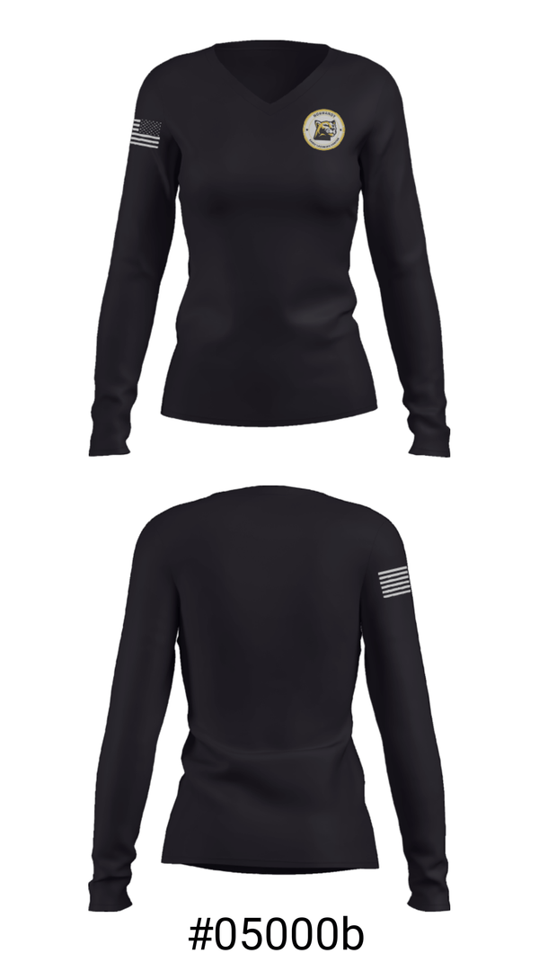 Women's Long Sleeve Vneck Shirt, Normandy Kindergarten Center, Spirit Store, Teamtime, Team time, sublimation, custom sports apparel, team uniforms, spirit wear, spiritwear, sports uniforms, custom shirts, team store, custom team store, fundraiser sports, apparel fundraiser