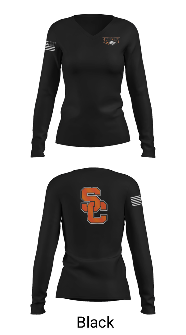 Women's Long Sleeve Vneck Shirt, South Charleston High School Wrestling, Wrestling, Teamtime, Team time, sublimation, custom sports apparel, team uniforms, spirit wear, spiritwear, sports uniforms, custom shirts, team store, custom team store, fundraiser sports, apparel fundraiser