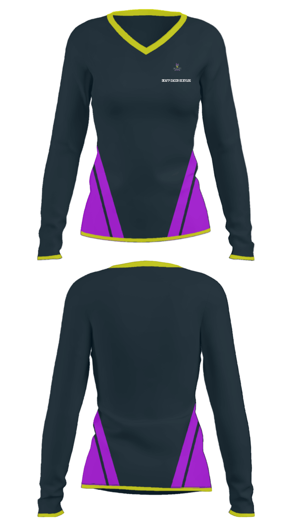 Women's Long Sleeve Vneck Shirt, DeafPeaceRockVlog, , Teamtime, Team time, sublimation, custom sports apparel, team uniforms, spirit wear, spiritwear, sports uniforms, custom shirts, team store, custom team store, fundraiser sports, apparel fundraiser