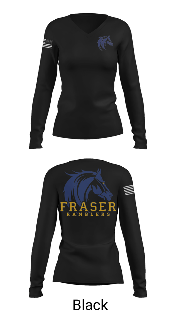 Women's Long Sleeve Vneck Shirt, Frazer High School, Spirit Store, Teamtime, Team time, sublimation, custom sports apparel, team uniforms, spirit wear, spiritwear, sports uniforms, custom shirts, team store, custom team store, fundraiser sports, apparel fundraiser