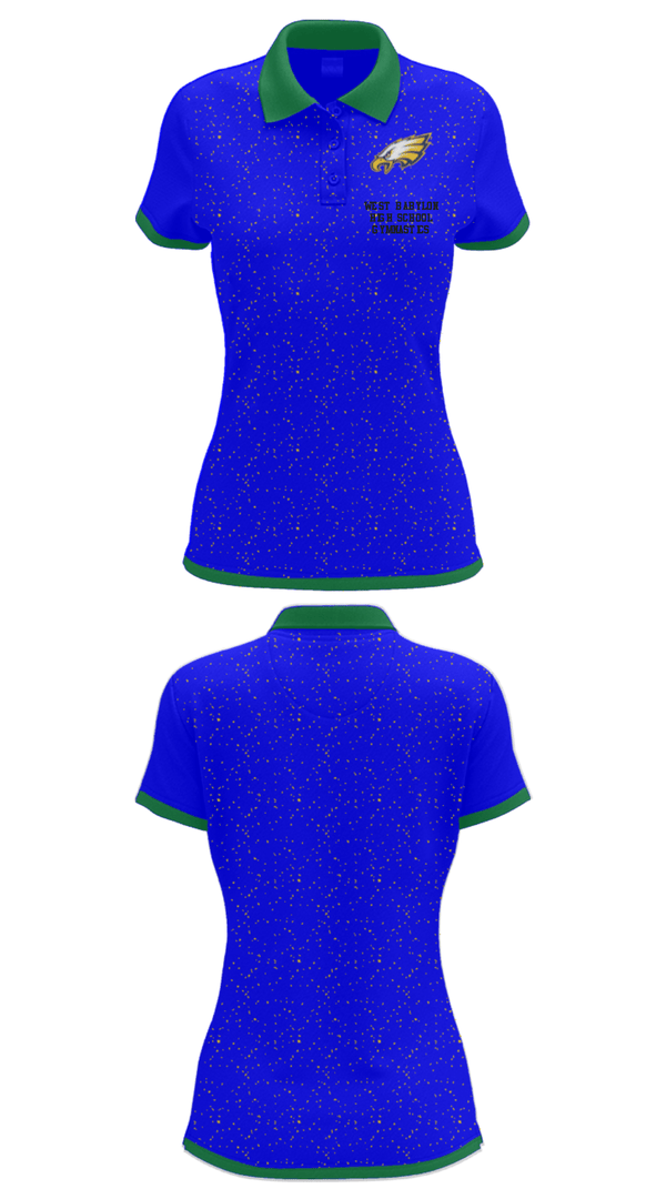 Women's Short Sleeve Performance Polo, West Babylon High School Gymnastics, Spirit Store, Teamtime, Team time, sublimation, custom sports apparel, team uniforms, spirit wear, spiritwear, sports uniforms, custom shirts, team store, custom team store, fundraiser sports, apparel fundraiser