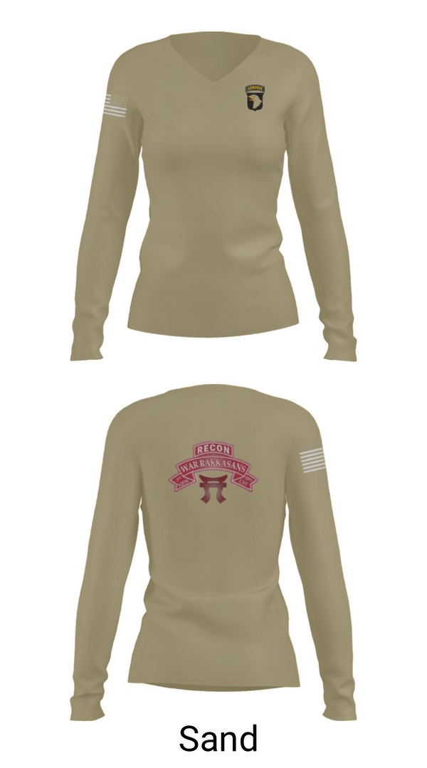 Women's Long Sleeve Vneck Shirt, 1-33 CAV, Army, Teamtime, Team time, sublimation, custom sports apparel, team uniforms, spirit wear, spiritwear, sports uniforms, custom shirts, team store, custom team store, fundraiser sports, apparel fundraiser