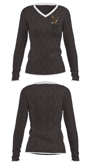 Women's Long Sleeve Vneck Shirt, Adirondack Christian School, Spirit Store, Teamtime, Team time, sublimation, custom sports apparel, team uniforms, spirit wear, spiritwear, sports uniforms, custom shirts, team store, custom team store, fundraiser sports, apparel fundraiser
