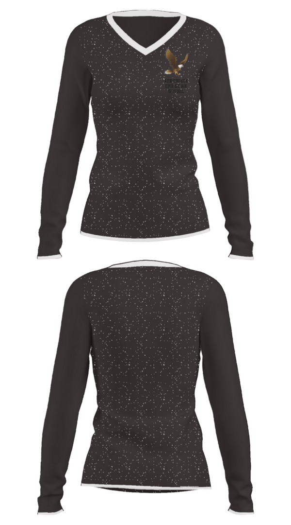 Women's Long Sleeve Vneck Shirt, Adirondack Christian School, Spirit Store, Teamtime, Team time, sublimation, custom sports apparel, team uniforms, spirit wear, spiritwear, sports uniforms, custom shirts, team store, custom team store, fundraiser sports, apparel fundraiser