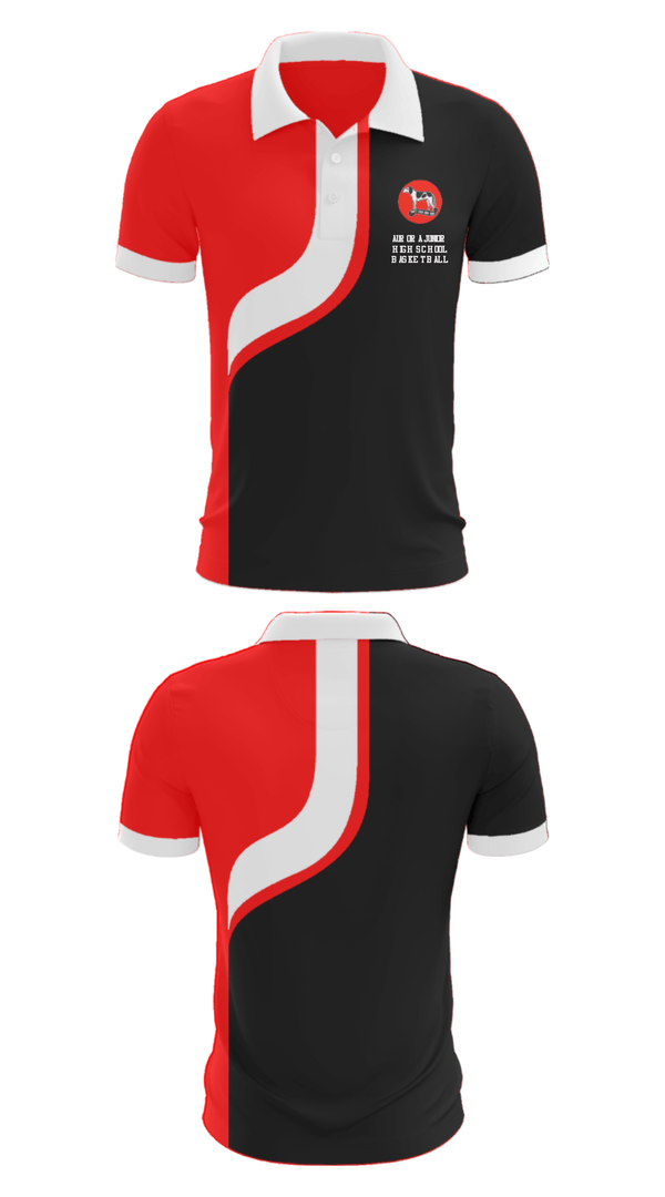 Short Sleeve Performance Polo, Aurora Junior High School Basketball, Men's Basketball, Teamtime, Team time, sublimation, custom sports apparel, team uniforms, spirit wear, spiritwear, sports uniforms, custom shirts, team store, custom team store, fundraiser sports, apparel fundraiser