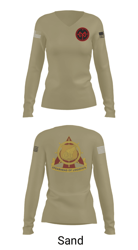 Women's Long Sleeve Vneck Shirt, E co 427th, National Guard, Teamtime, Team time, sublimation, custom sports apparel, team uniforms, spirit wear, spiritwear, sports uniforms, custom shirts, team store, custom team store, fundraiser sports, apparel fundraiser