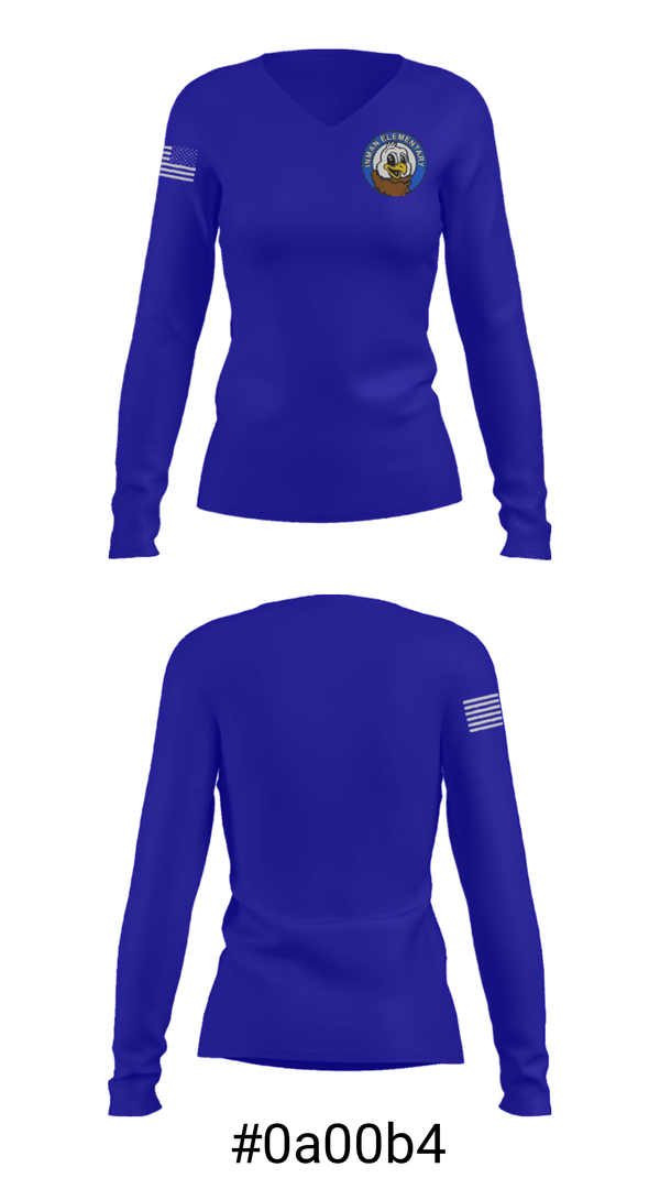 Women's Long Sleeve Vneck Shirt, Inman Elementary, Spirit Store, Teamtime, Team time, sublimation, custom sports apparel, team uniforms, spirit wear, spiritwear, sports uniforms, custom shirts, team store, custom team store, fundraiser sports, apparel fundraiser